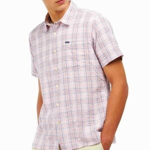 NWT Barbour Men's Deanhill Short Sleeve Button Down Seersucker Summer Shirt